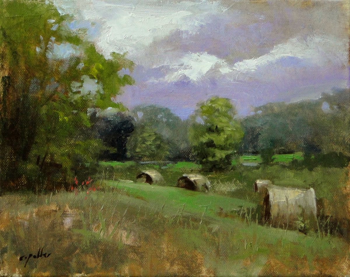 Impressionistic Landscape Oil Painting By Rick Paller, 10 X 8", Field In Tennessee, Original Artwork