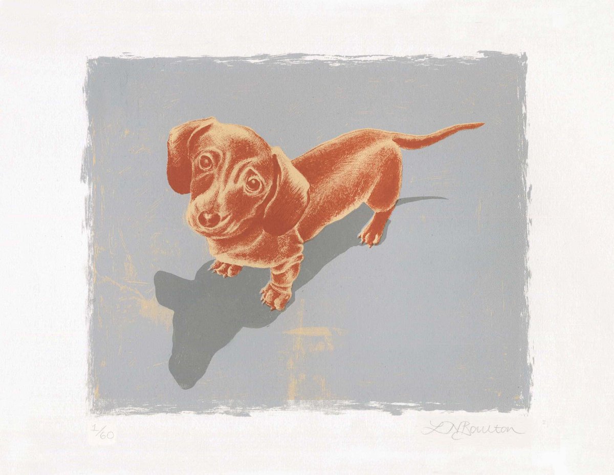 Illustrative Animal Screenprint By Louise Boulton, 17 X 12", Dachsund, Original Artwork