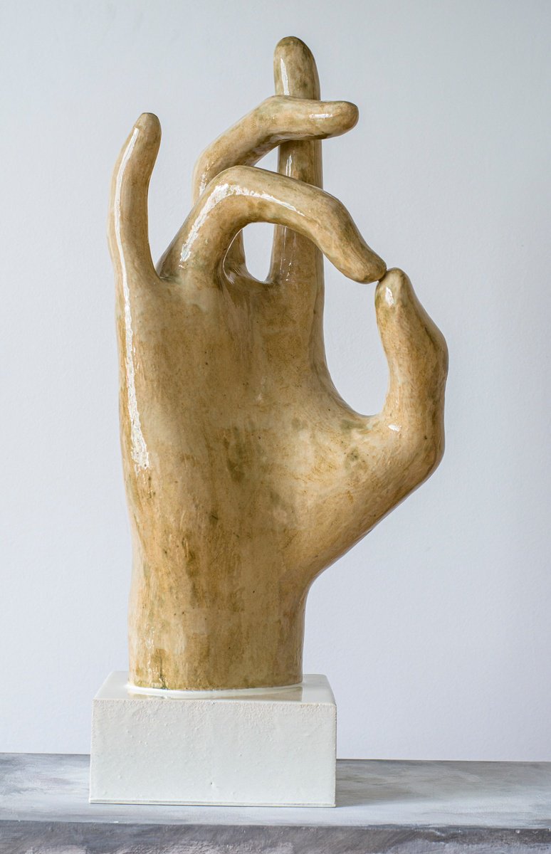 Portrait Clay Sculpture By Nikolay Marinov, 8 X 19", Blessings, Original Artwork