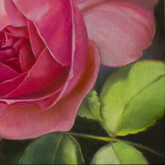 "Margo"  rose flower pink  realism liGHt original painting   GIFT (2018)