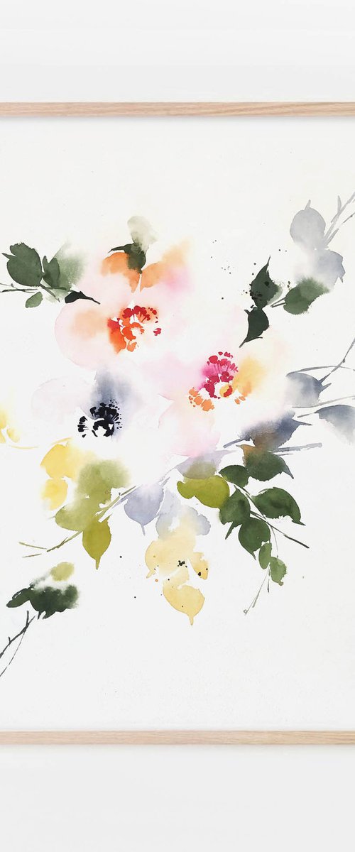 Festive Watercolor Anemones by Anja Boban