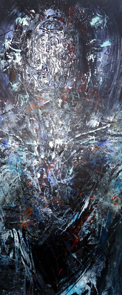Dark Incandescent Blue Enigmatic Abstract Angel Composition By Master O KLOSKA by Kloska Ovidiu