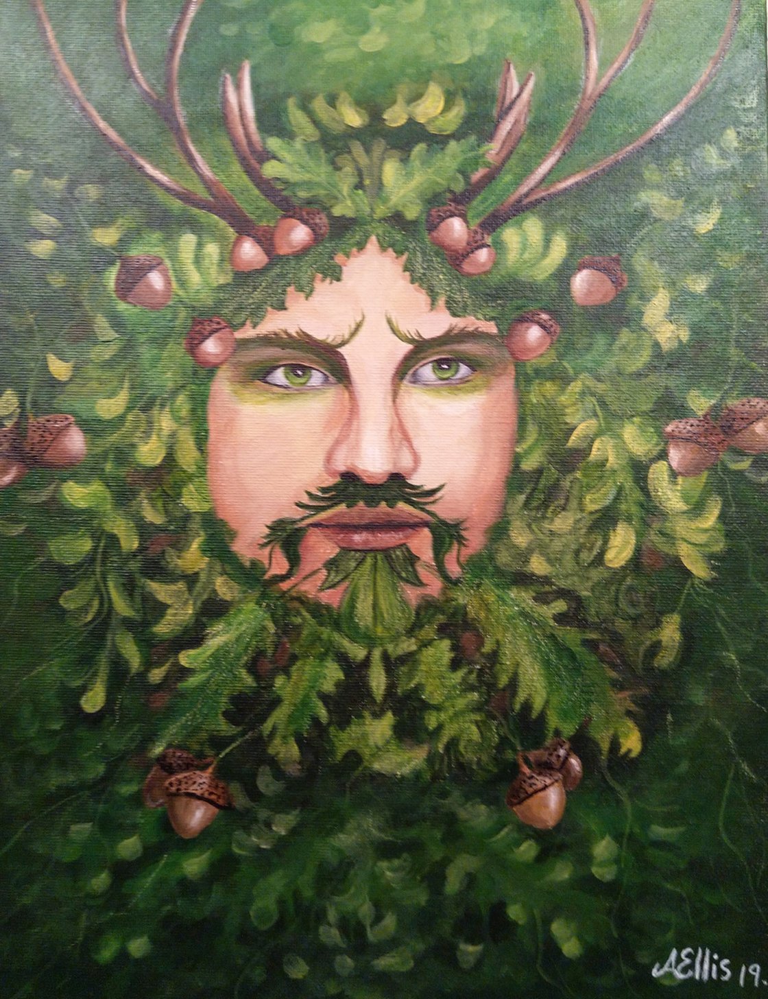 Oak King Green Man offers Pagan God 8x10 Giclée Print on Canvas Pagan Bohemian Mythology Goddess Art