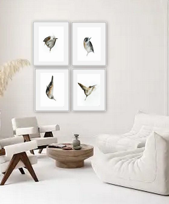 Set of 4 Bird paintings.