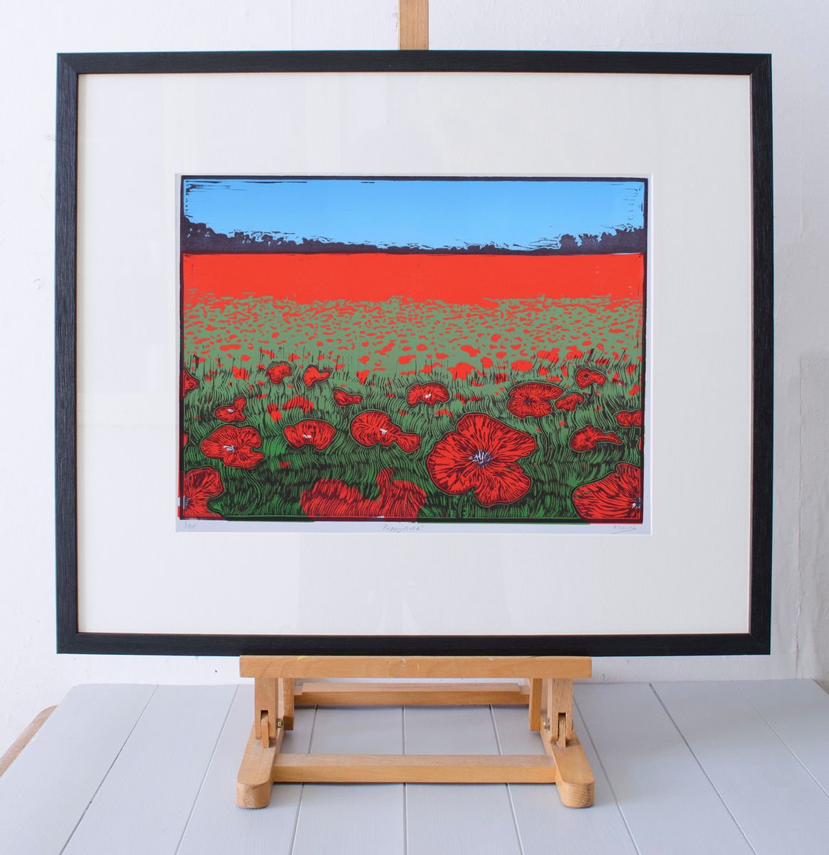 Poppyfield - Original Limited Edition Linocut (unframed) by Faisal Khouja