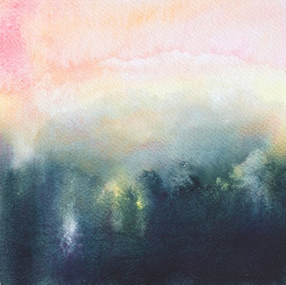 Forest, watercolor on paper, 21X21 cm