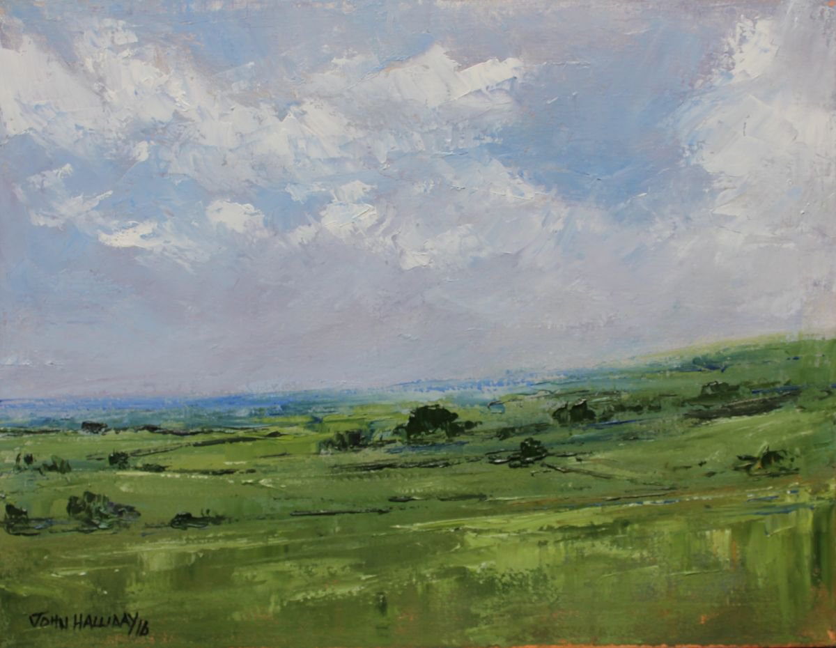Impressionistic Landscape Oil Painting By John Halliday, 18 X 14, Autumn Clouds, Original Artwork