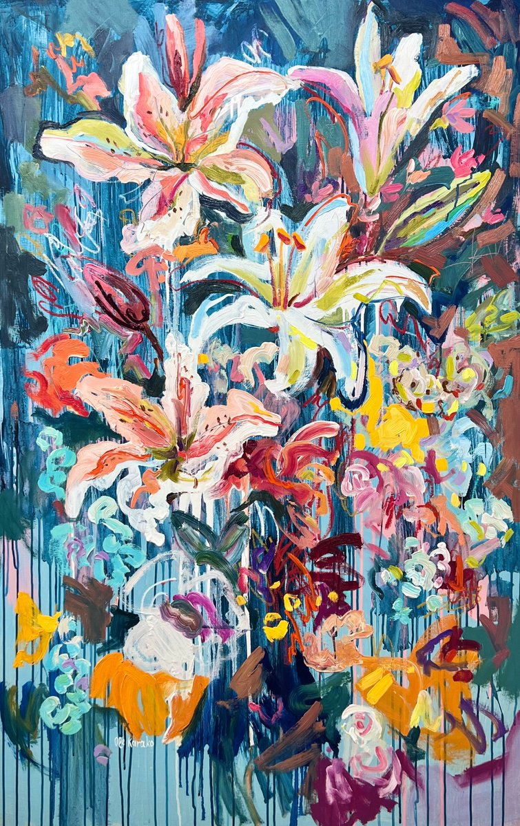 Sumptuous Bouquet of Lilies and Wildflowers by Ole Karako