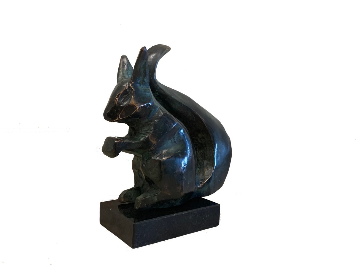 Expressive Animal Bronze Sculpture By Toth Kristof, 5 X 7", Squirrel 1, Original Artwork