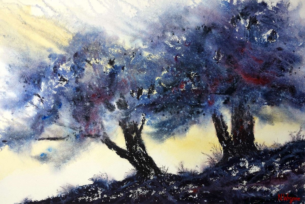 Abstract Botanical Watercolour By Neil Wrynne, 22 X 15", Spreading A Shade, Original Artwork