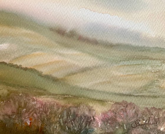 Misty chalk hills