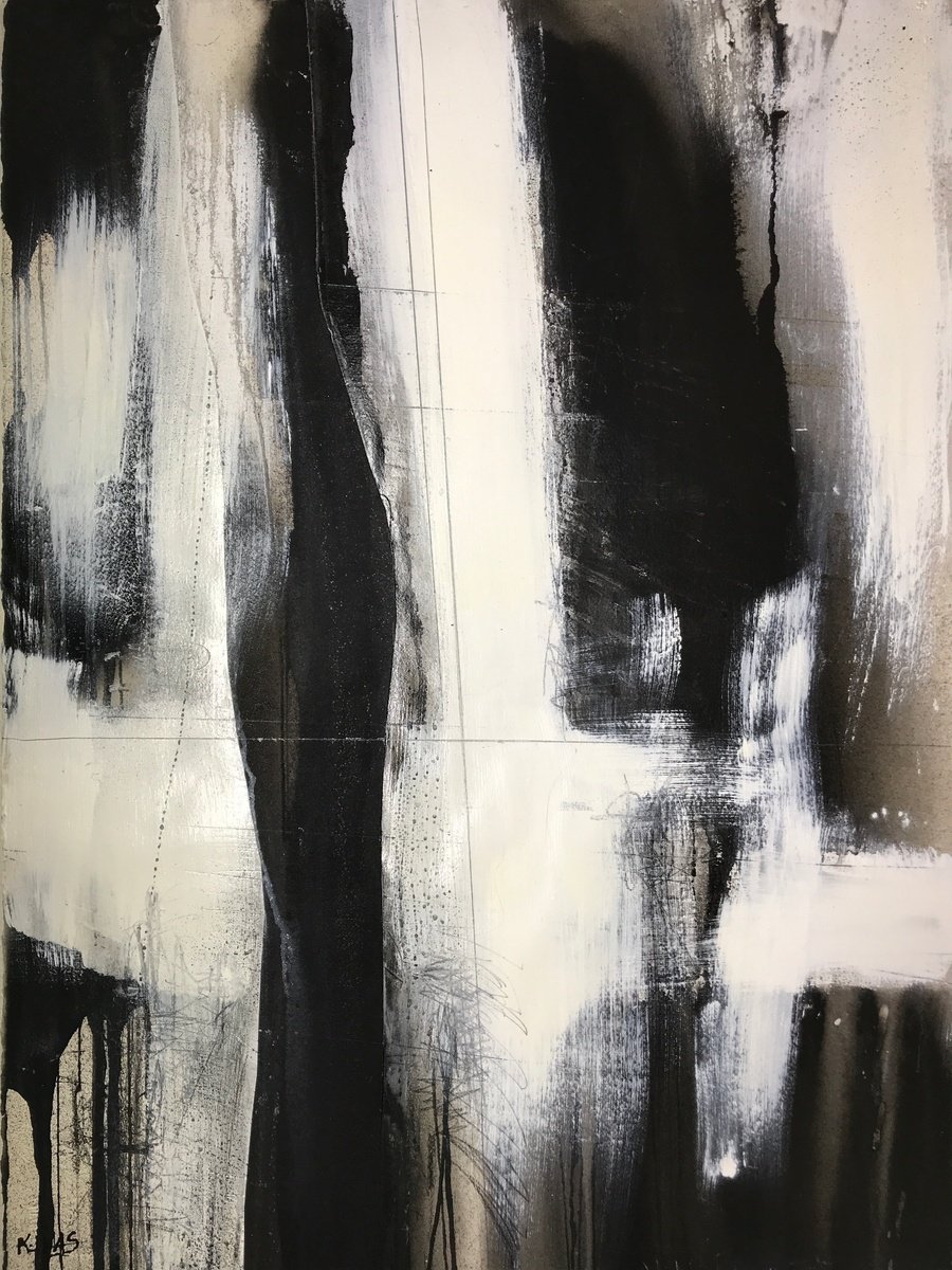 Organic Abstract Acrylic Painting By Kris Haas, 22 X 30", Sensual Disjointed, Original Artwork