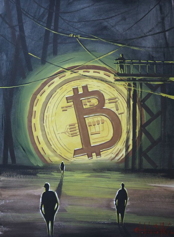 Bitcoin fine art (2019) Gouache on paper 42*30cm