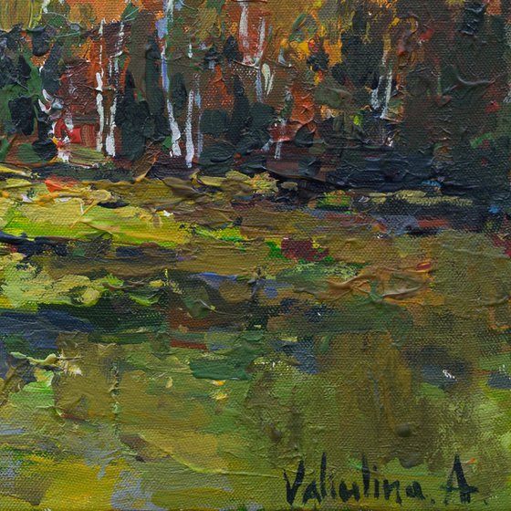 Autumn Birch Grove Landscape painting