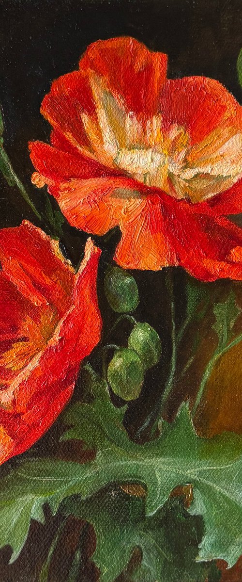 Poppies: Flame I ( Left Panel) by Daria Yablon-Soloviova