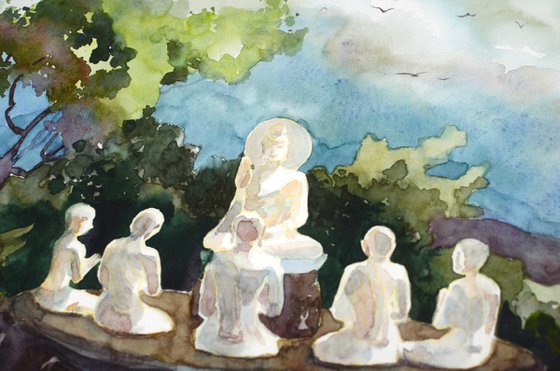 Statue of Buddha and disciples