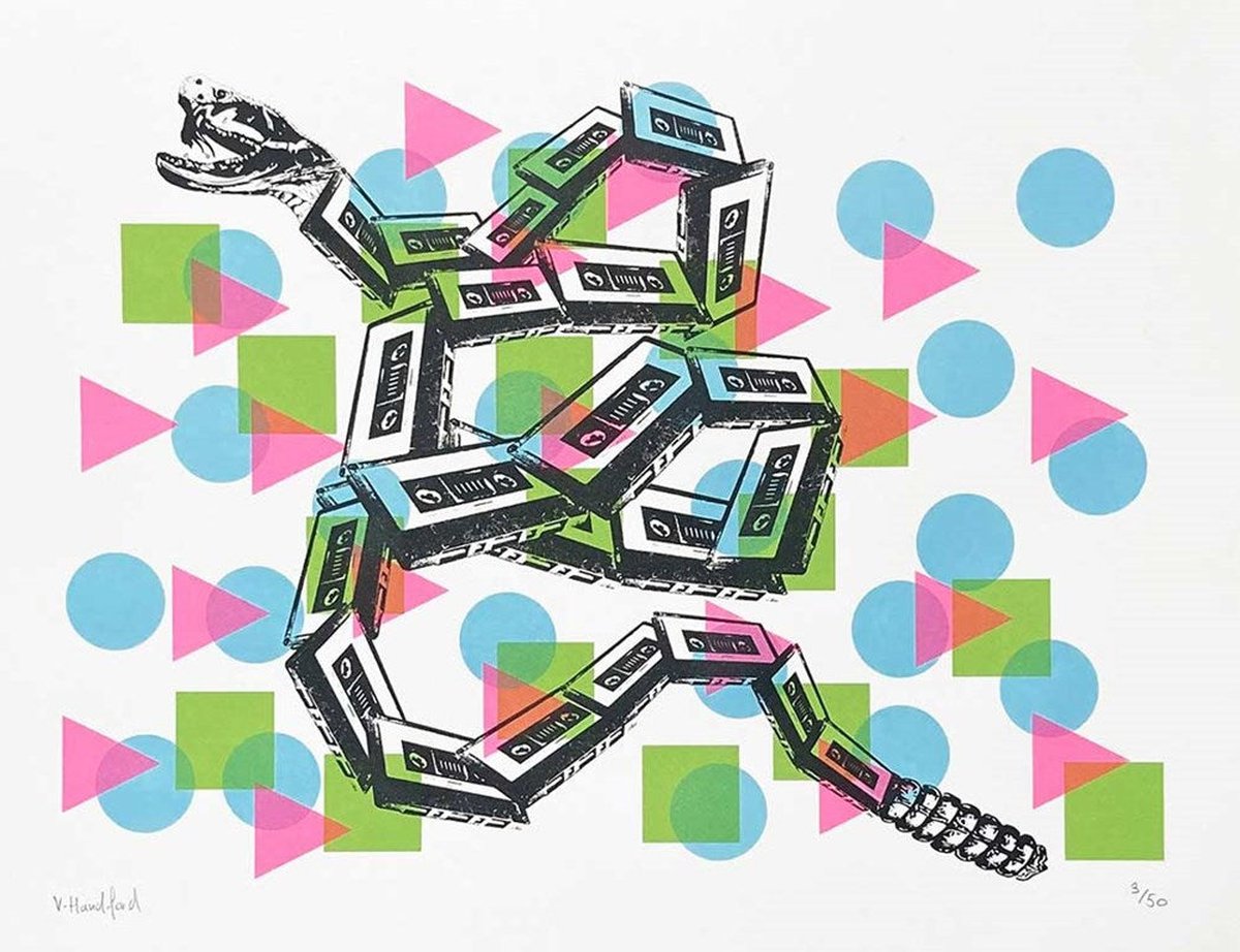 Cassette Snake by Memori Prints