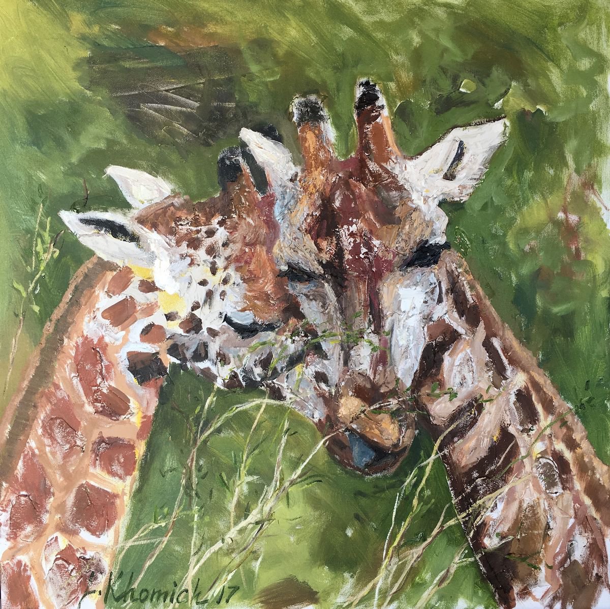 Animal Lovers - Giraffes Impression Painting Gift Idea by Leo Khomich