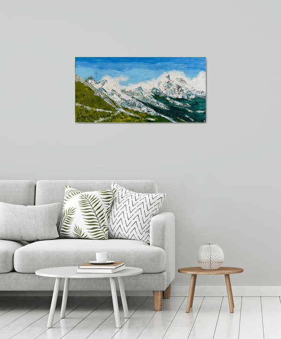 Mountain Original Oil Painting on Canvas, Winter Landscape Large Wall Art, Slovak Home Decor