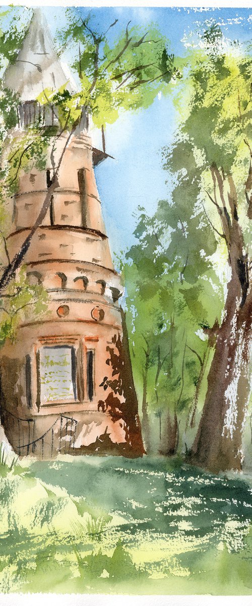 Old Tower in the Park by Olga Tchefranov (Shefranov)