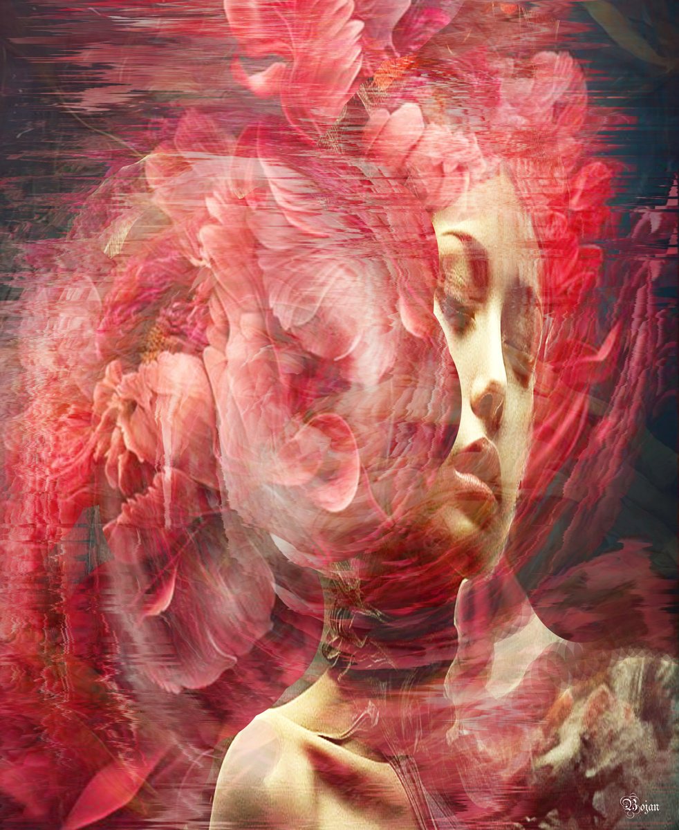 Illustrative Portrait Photograph By Bojan Jevtic, 35 X 43, Wind In The Your Hair, Original Artwork