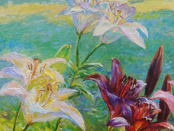 Sunny siesta. Lilies.