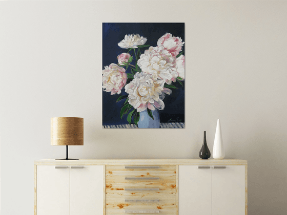 “A bouquet of pink peonies”