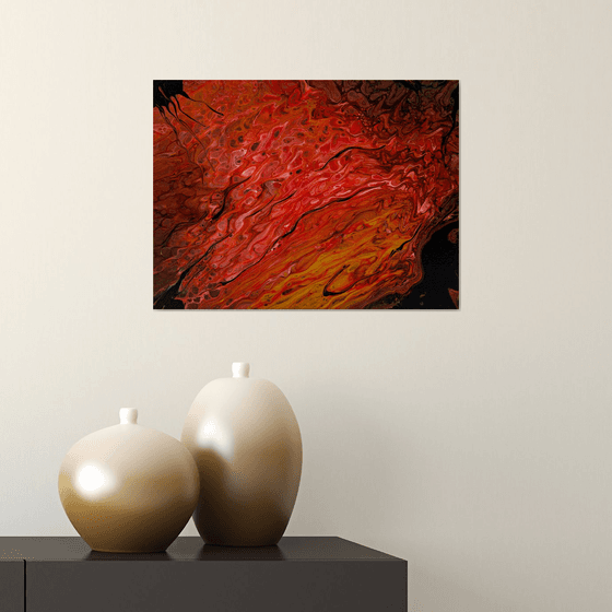 Fire lava abstract artwork fluid painting