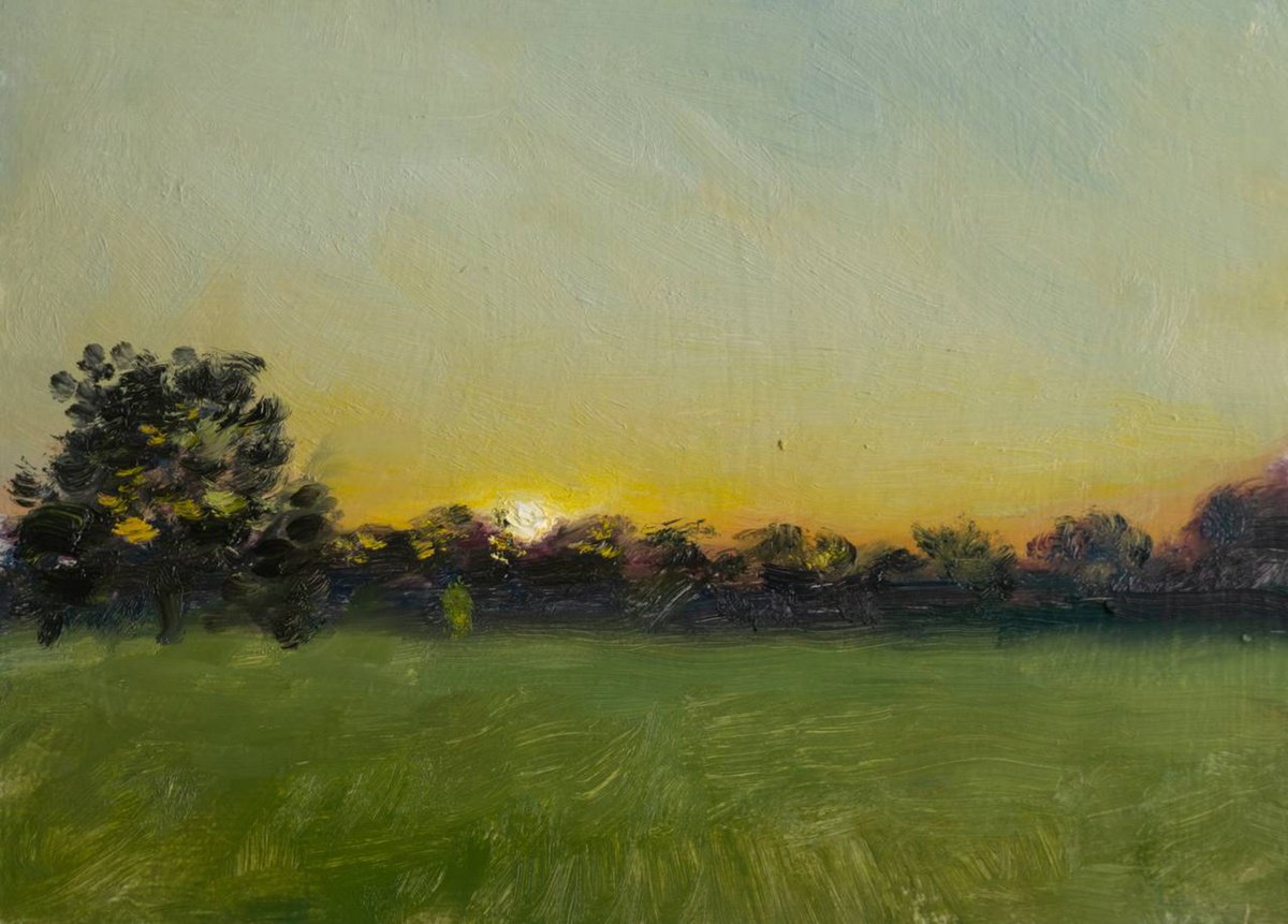 Impressionistic Landscape Oil Painting By Anastasia Borodina, 8 X 6, Sunset - Original Oil Painting, Original Artwork