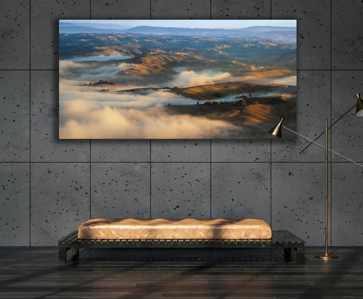 Photorealistic Landscape Photograph By Pavel Oskin, 87 X 43", The Hills Of Montalcino, Original Artwork