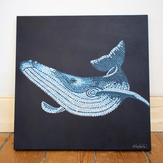 Humpback Whale - pointillism painting