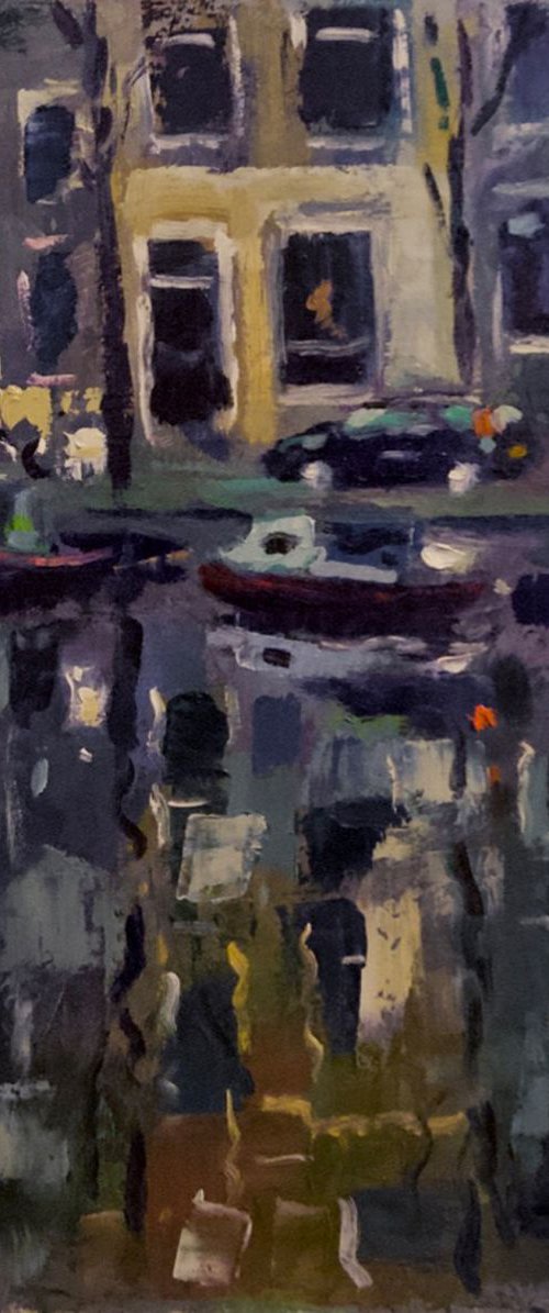 Boats on the Canal with Reflection by Andre Pallat