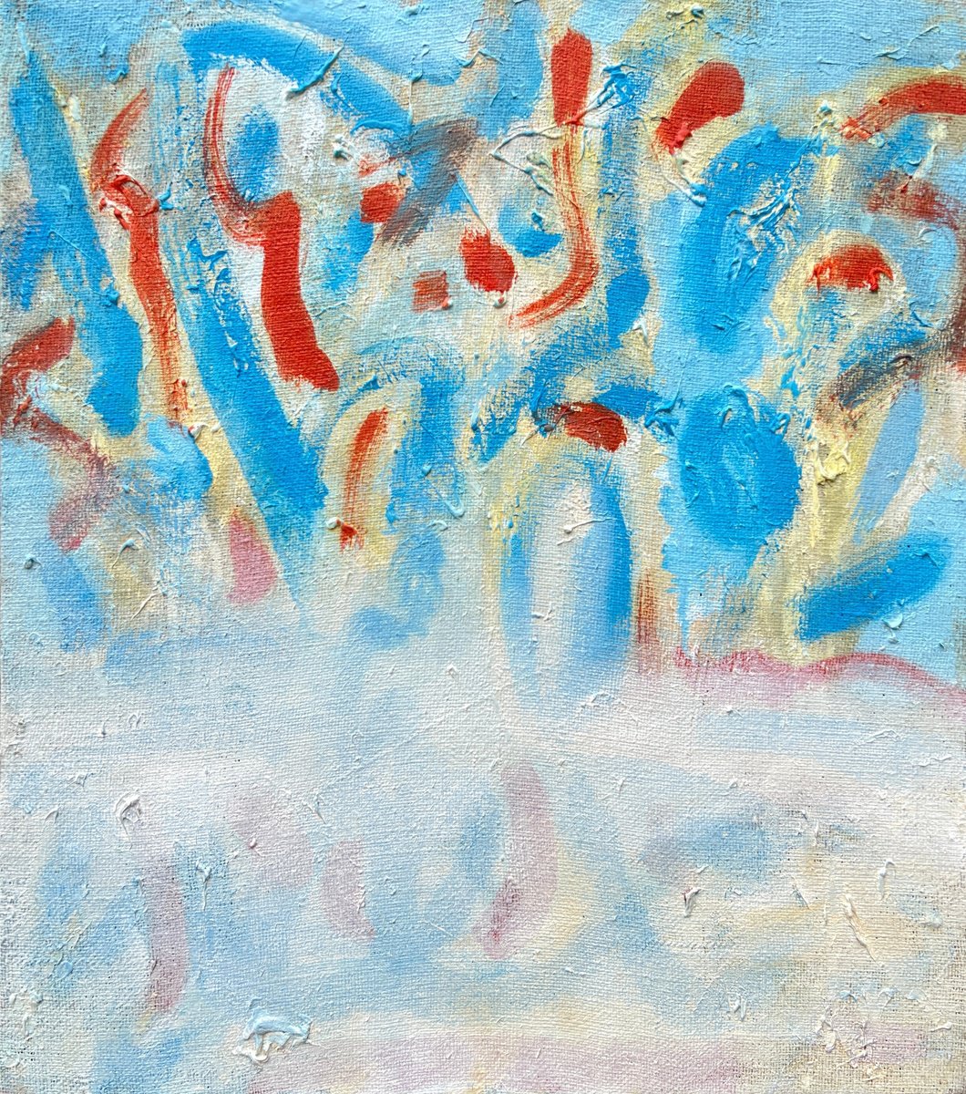 Organic Abstract Oil Painting By Zakhar Shevchuk, 28 X 31", Dance Of Joy, Original Artwork