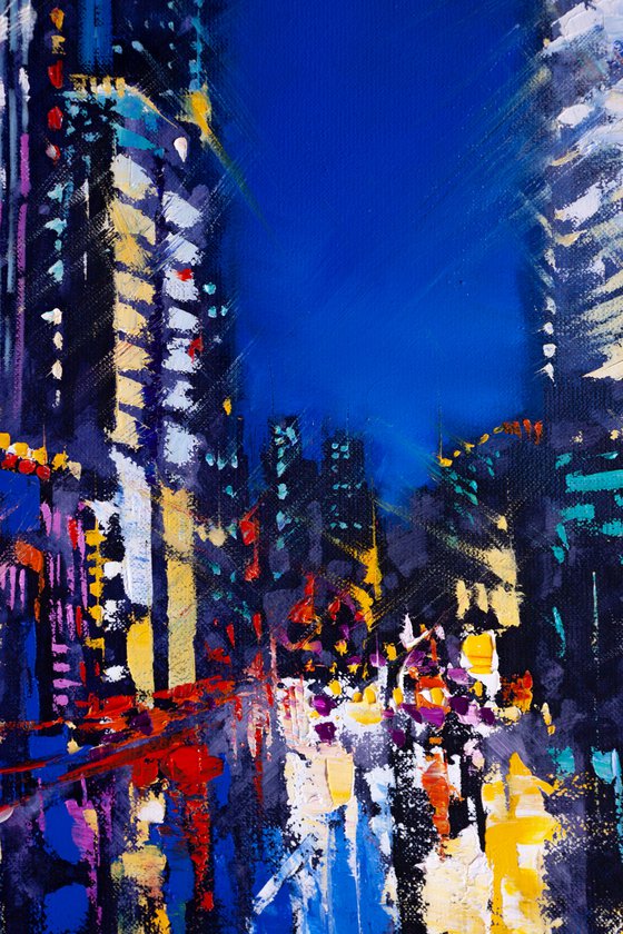 ABSTRACT CITYSCAPE ," Night city lights"