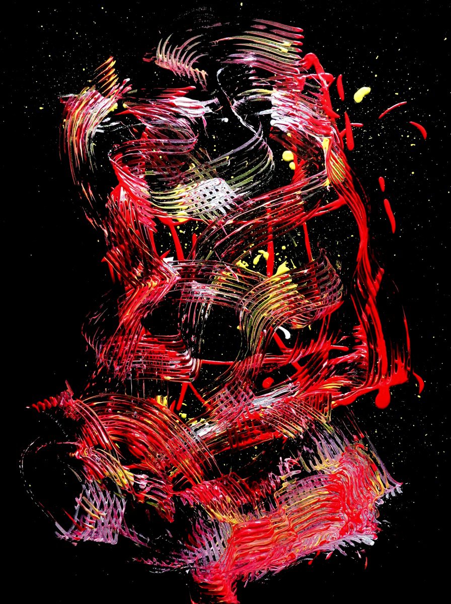 Expressive Abstract Acrylic Painting By Newel Hunter, 36 X 48", Rumble, Original Artwork