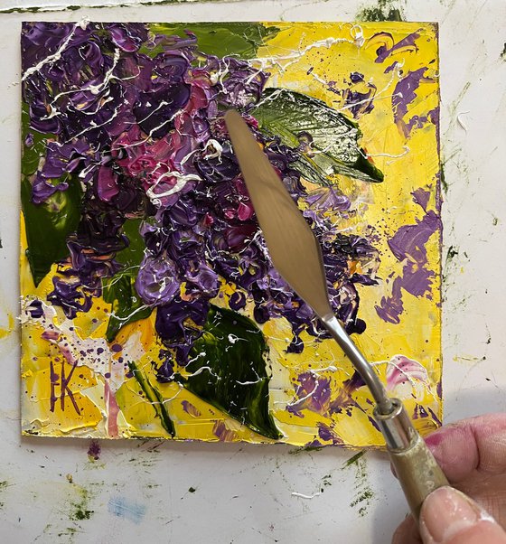 Lilac original oil impasto painting