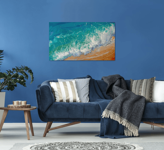 47.2” “Turquoise Sea” Seascape Painting