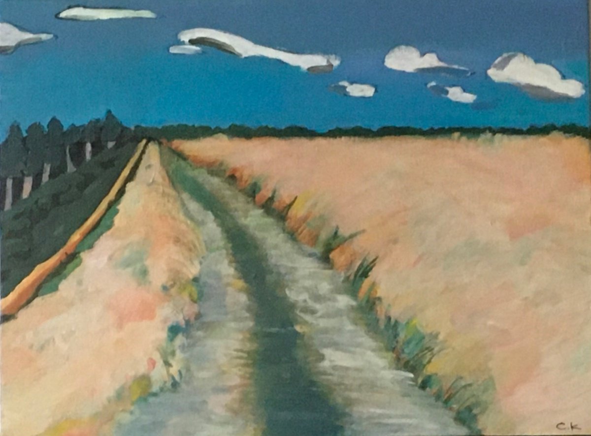 Impressionistic Landscape Acrylic Painting By Chihiro Kinjo, 16 X 12, Winter, The Heath., Original Artwork