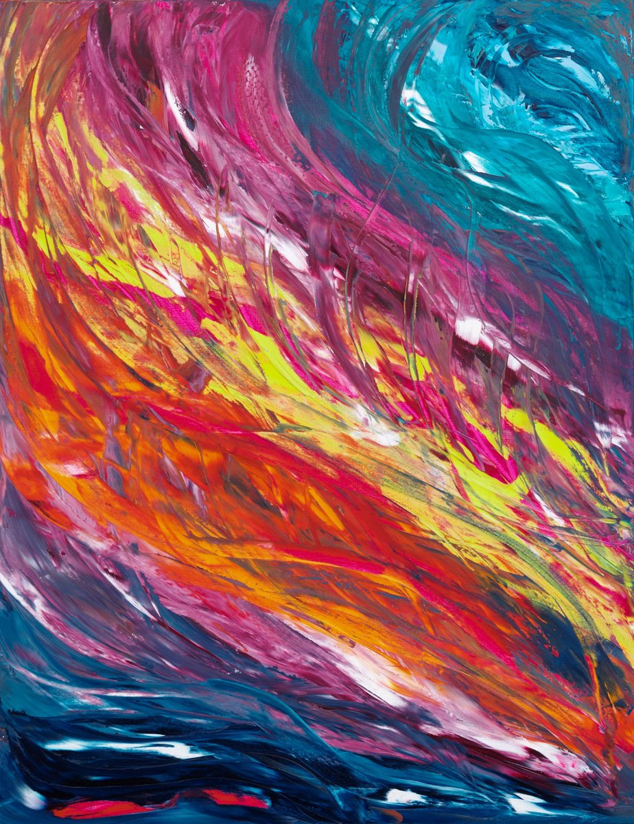 Gestural multicolored work of art  - Colors inside me - ? 70o?90 cm by Davide De Palma