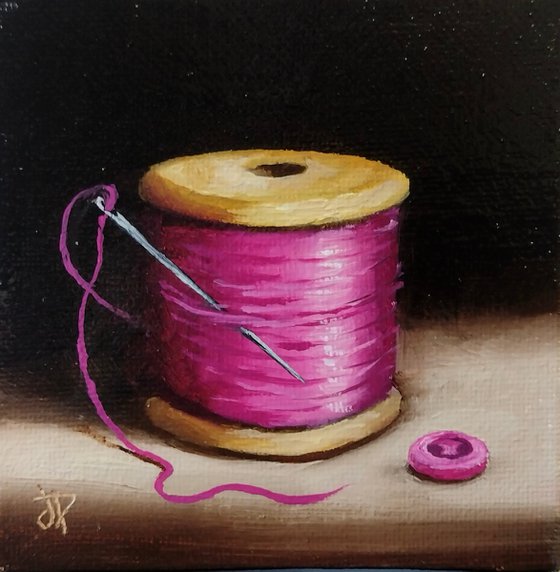 Little Pink cotton reel  still life