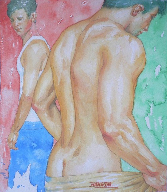 watercolor painting  gay interest men  #17541