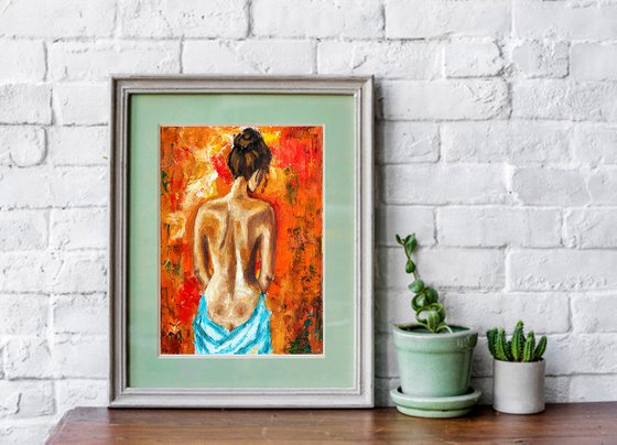 Naked Woman Painting Original Art Female Figure Wall Art Nude Artwork