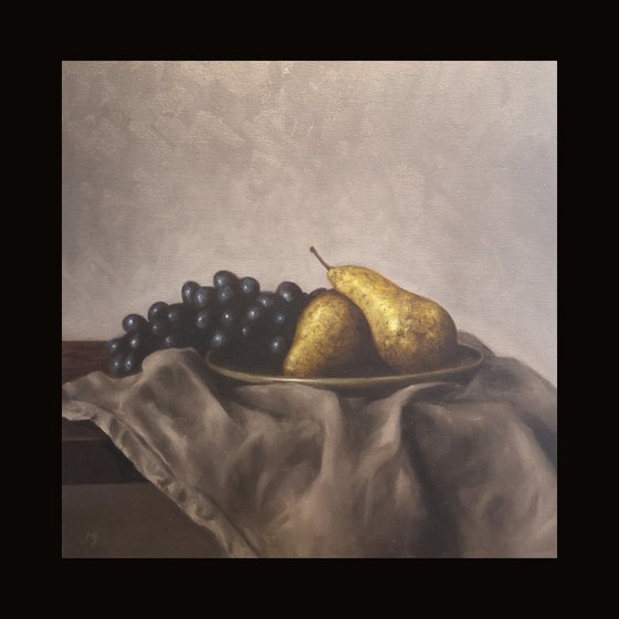 Pears and grey cloth