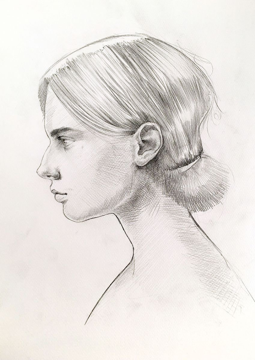 Expressive Portrait Pencil Drawing By Dario Moschetta, 8 X 11, Portrait 212, Original Artwork