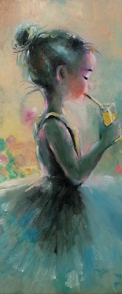 Little Girl Drinking Orange Juice by Susana Z. Harris