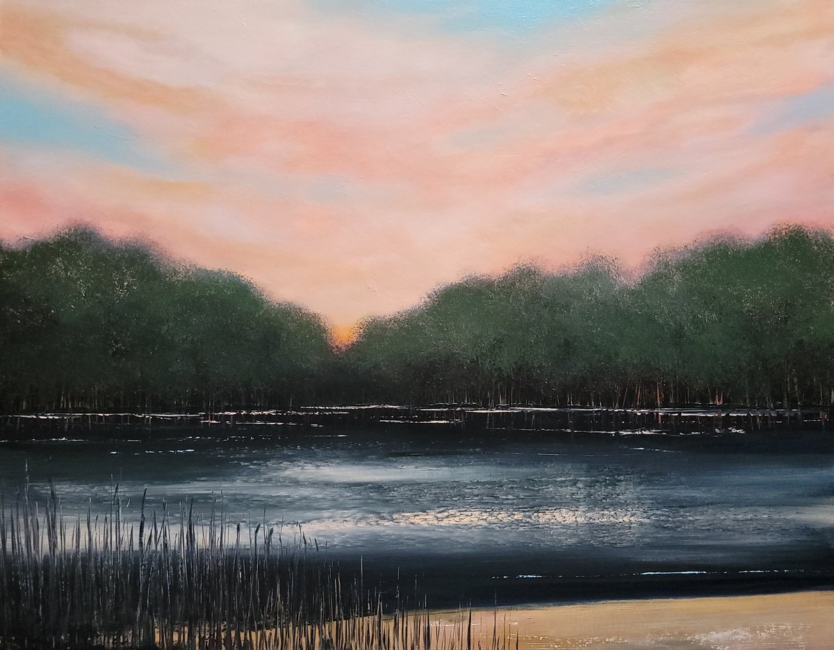 Impressionistic Landscape Oil Painting By Faith Patterson, 28 X 22, River Deep, Original Artwork