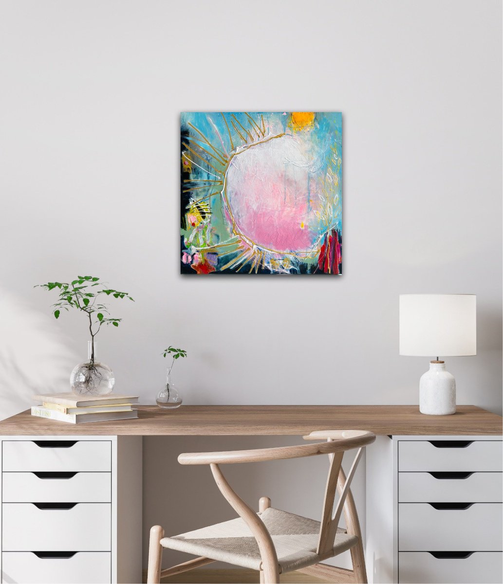 Organic Abstract Painting By Bea Schubert, 20 X 20, Where Is Home No.3, Original Artwork