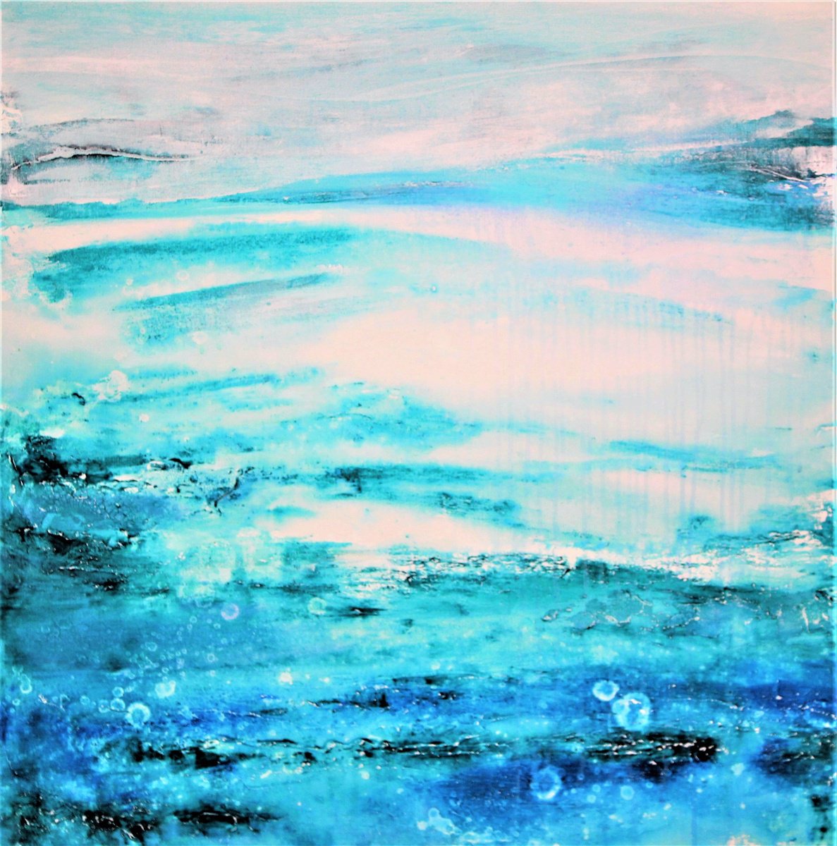 Abstract Acrylic Painting By Laura Spring, 36 X 36", Breezy, Original Artwork