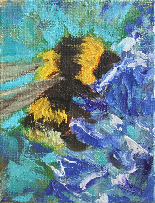 Bumblebee 04  / From my series "Mini Picture" /  ORIGINAL PAINTING by Salana Art Gallery
