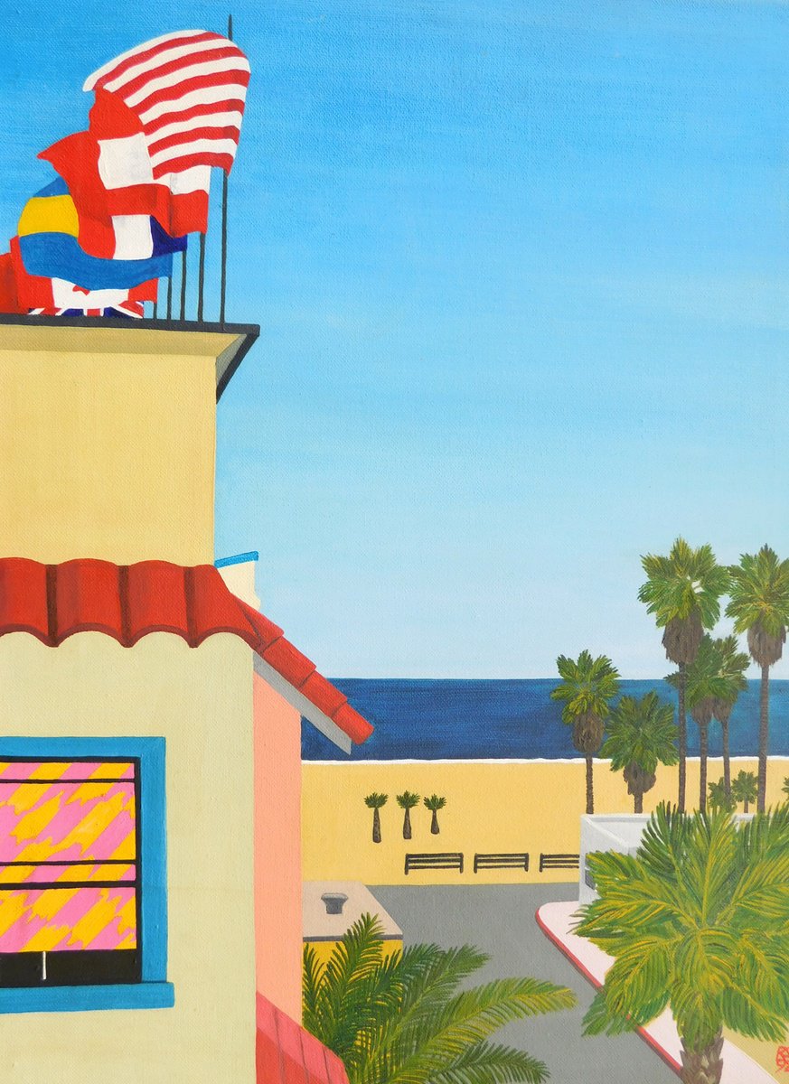 Photorealistic Oil Painting , Looking Towards Venice Beach, California. By Ruth Cowell, 14 X 18, Artwork For Sale On Artfinder